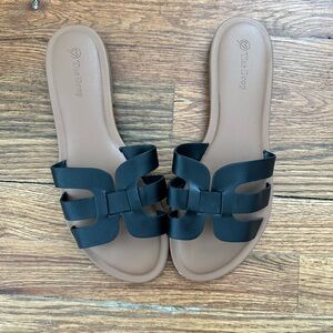 The Drop Black H-Band Slide Sandals Womens Size 10